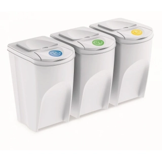 Koš odpadkový Sortibox na tříděný odpad 3 x 35l popelavý