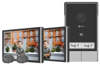 EZVIZ chytrý domácí interkom HP7 2-Family Kit-EU/ Wi-Fi/ 2048 x 1296/ 2x 7" dotykový monitor/ zvonek/ IP65/ černo-stř.